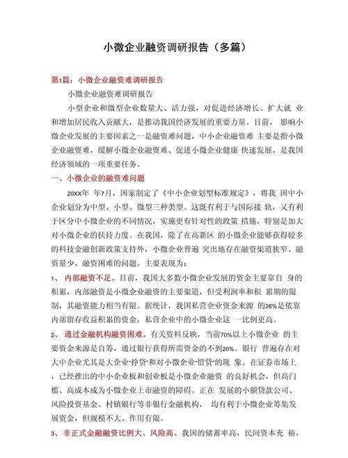 企业融资贷款调研报告