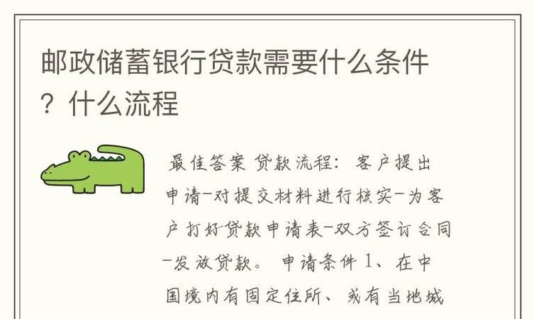 企业邮政银行贷款条件全解析