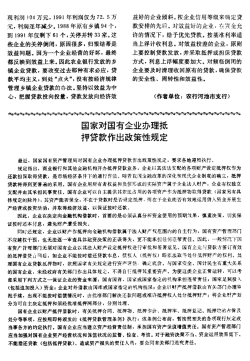 关于限制国有企业抵押贷款的探讨