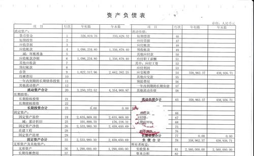 企业向银行贷款财务报表样本